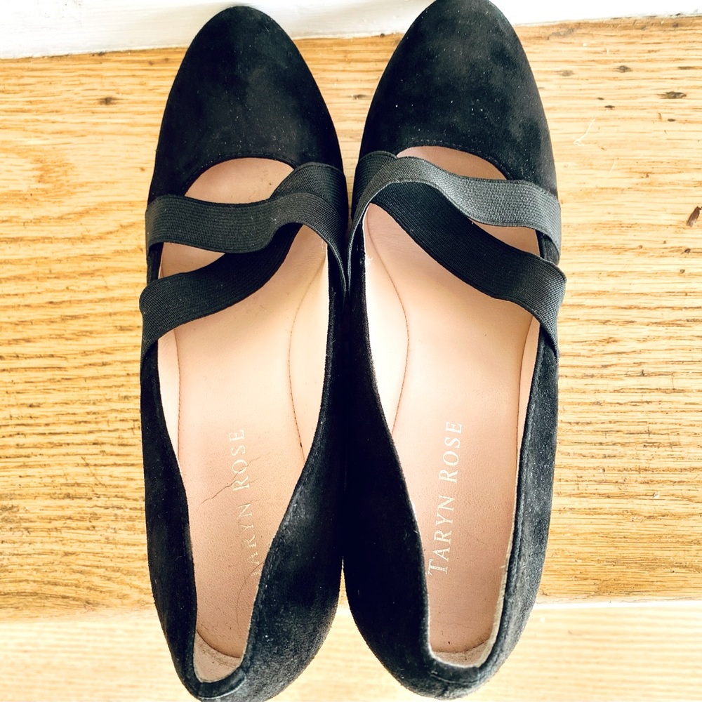 Rose Black Suede Wedge Shoes